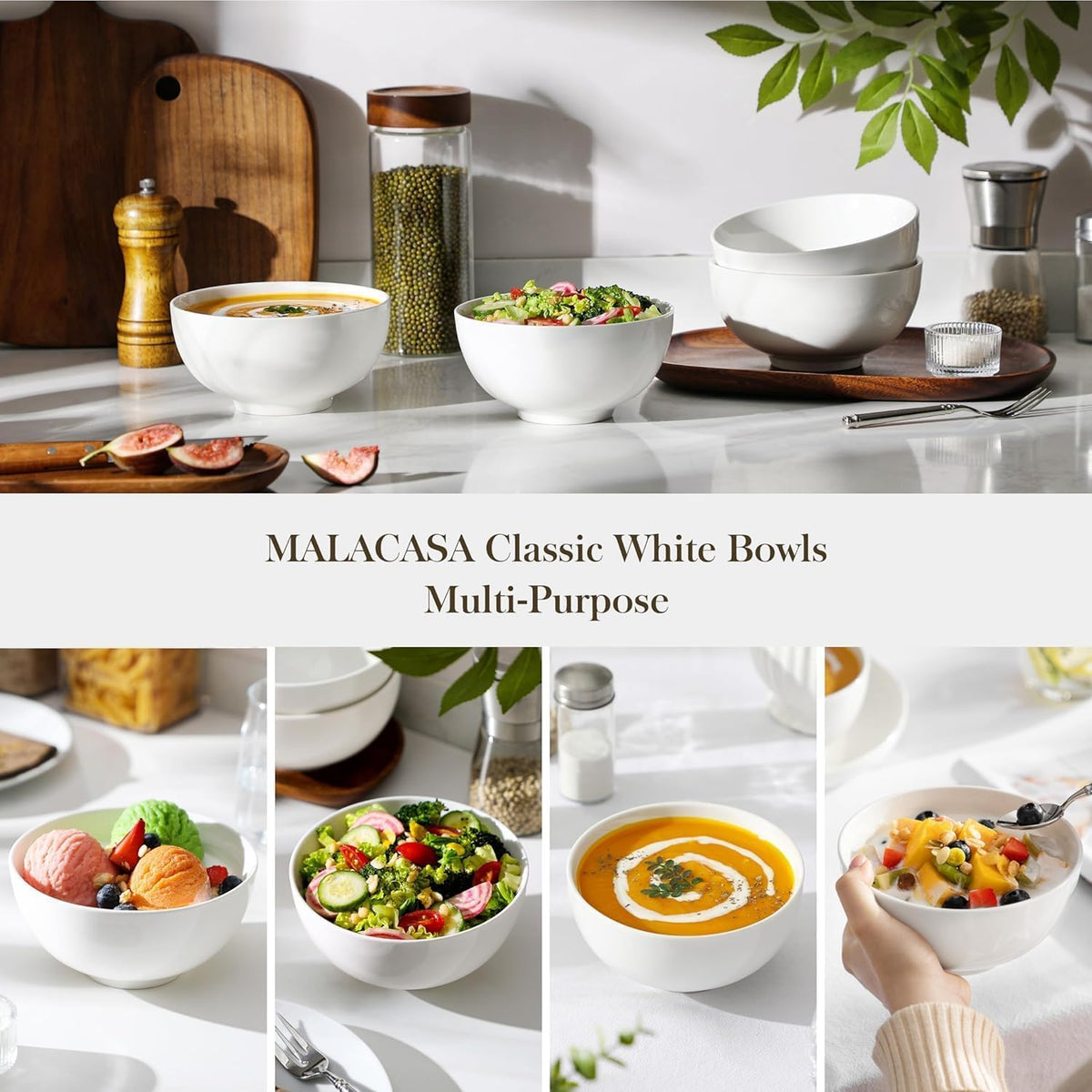 White 26 Oz Ceramic Soup Bowls of 4 W78828