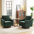 Chenille Green Swivel Accent Chairs Set of 2 T553