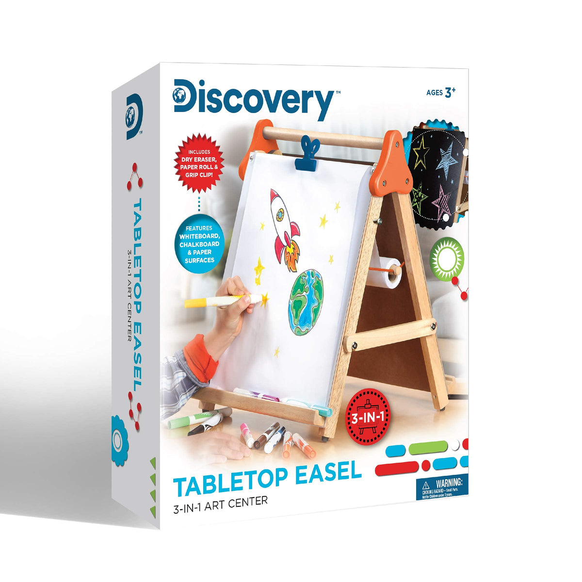 3-in-1 Tabletop Dry Erase Chalkboard Art Easel with Paper Roll Q503883