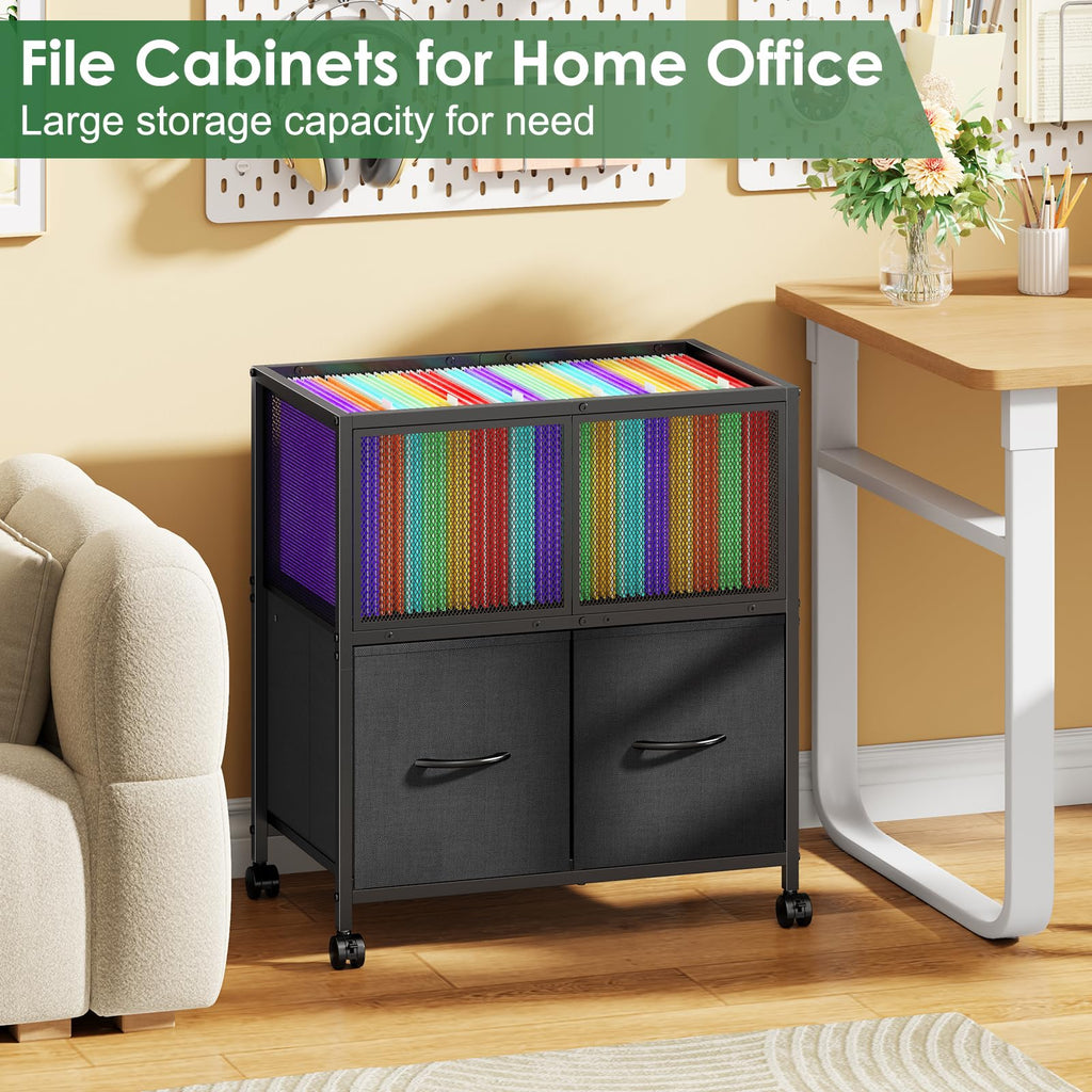 Rolling File Cart with 2 Fabric Drawers B891508