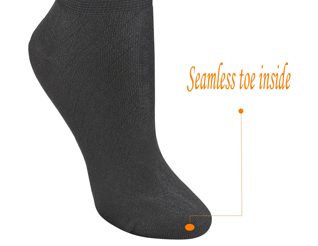6 Pairs Bamboo Rayon Breathable Quarter Socks with Seamless Toe B44082