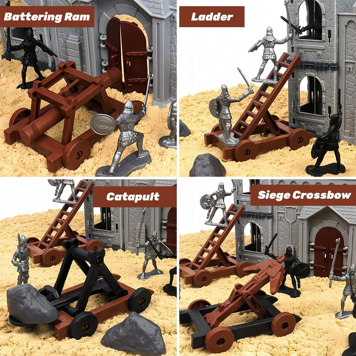 Medieval Castle Toy Building Set with Cavalry and Arrow Tower Q54070