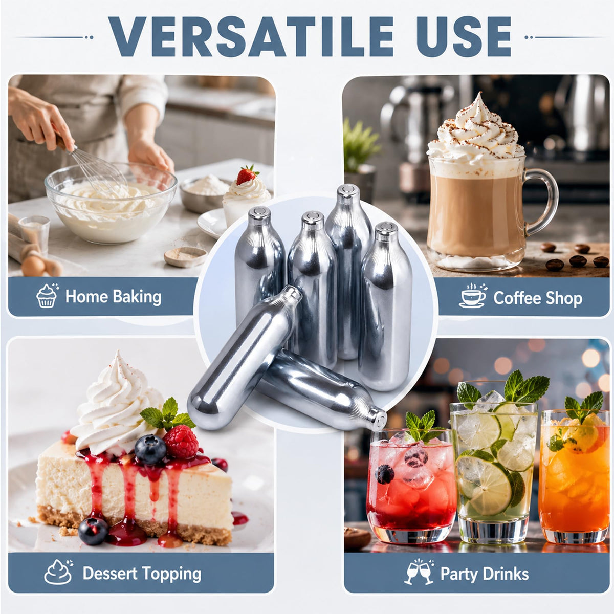 Cream Dispenser Cartridges 10-Pack Steel H52386