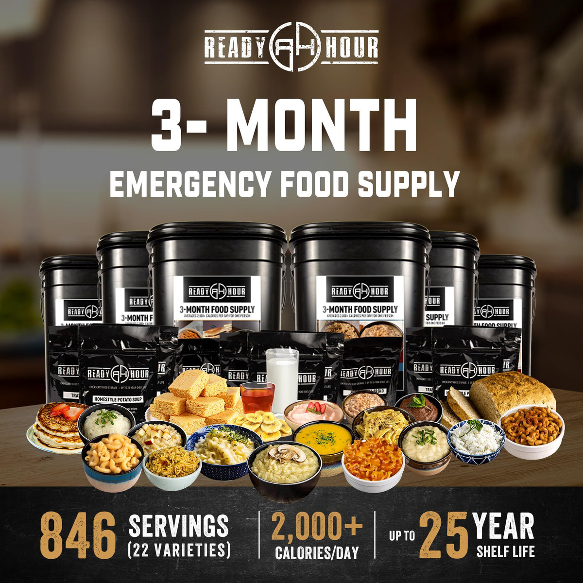 3-Month Emergency Food Supply 846 Servings W250
