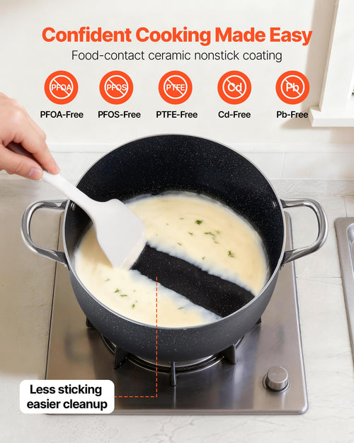 12-Quart Nonstick Ceramic Aluminum Stock Pot with Glass Lid V6446