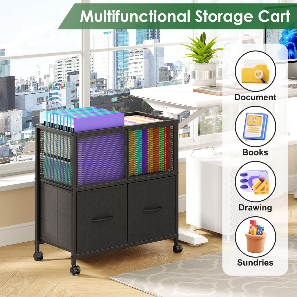Rolling File Cart with 2 Fabric Drawers B891508