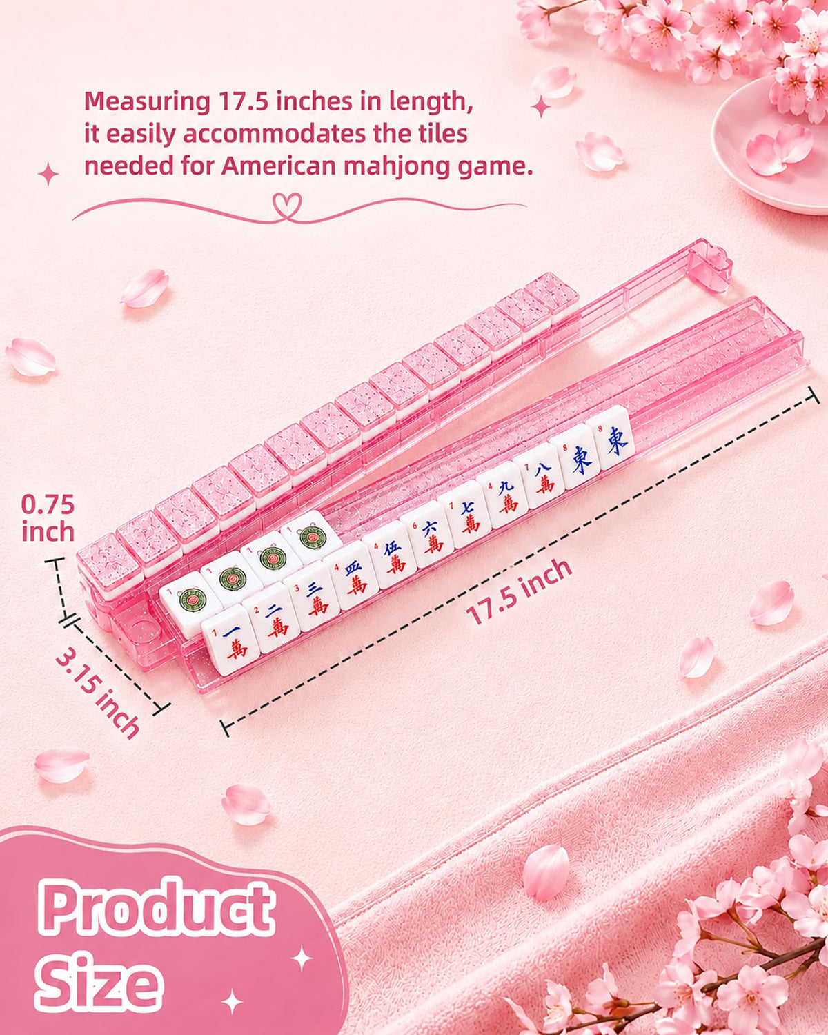Pink Glitter Acrylic Mahjong Racks with Pushers Set of 4 C42829