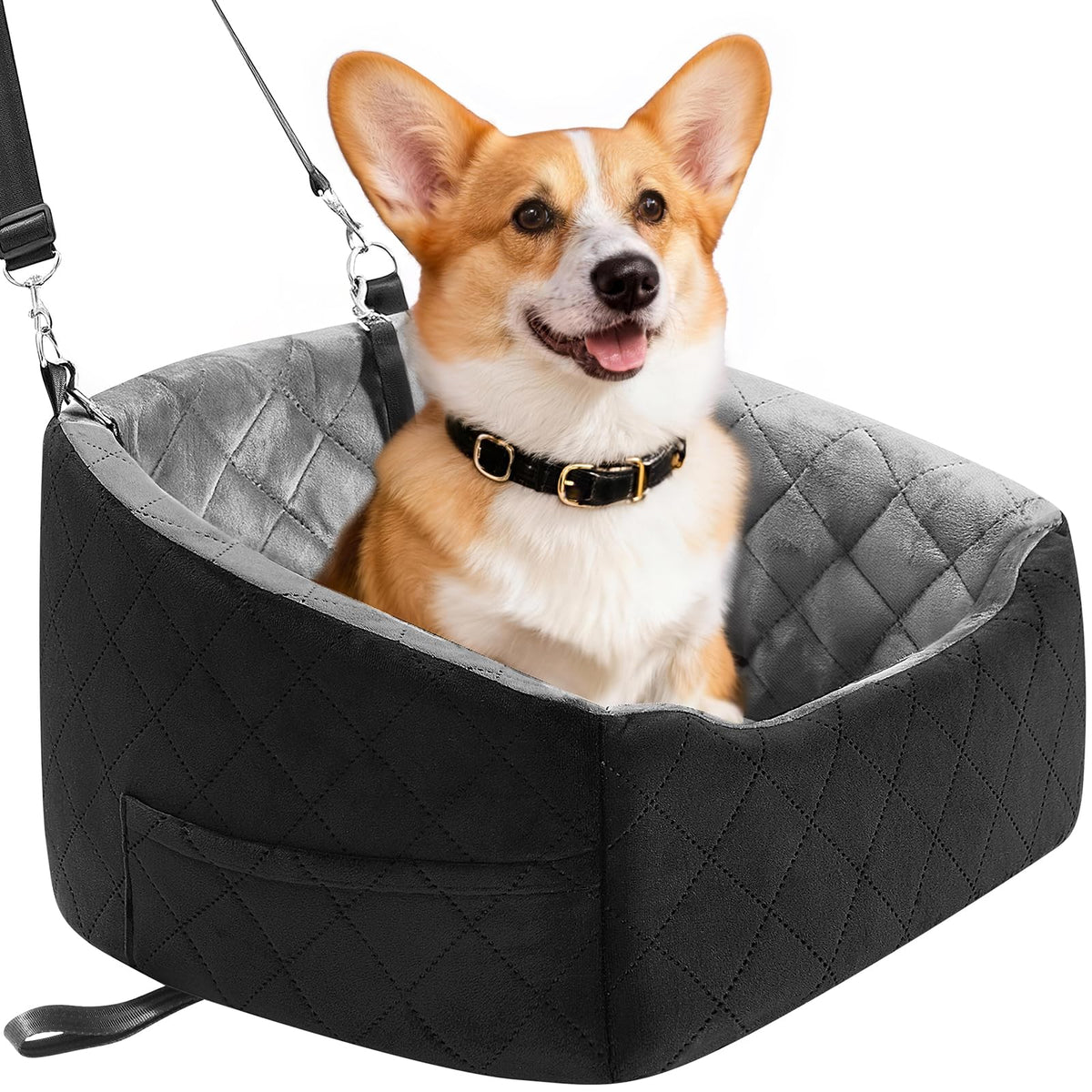 Dog Car Seat for Small Dogs Up to 30 Lbs, Grey-Black J856481