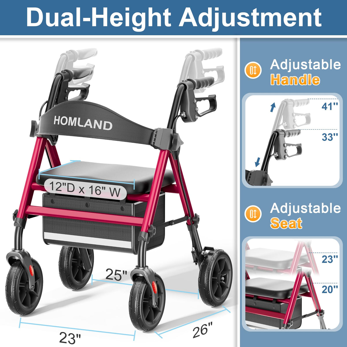 Foldable Walker with Seat, 17lb Lightweight I541