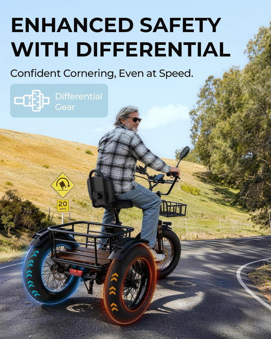 750W Folding Fat Tire Electric Tricycle with Basket H52384