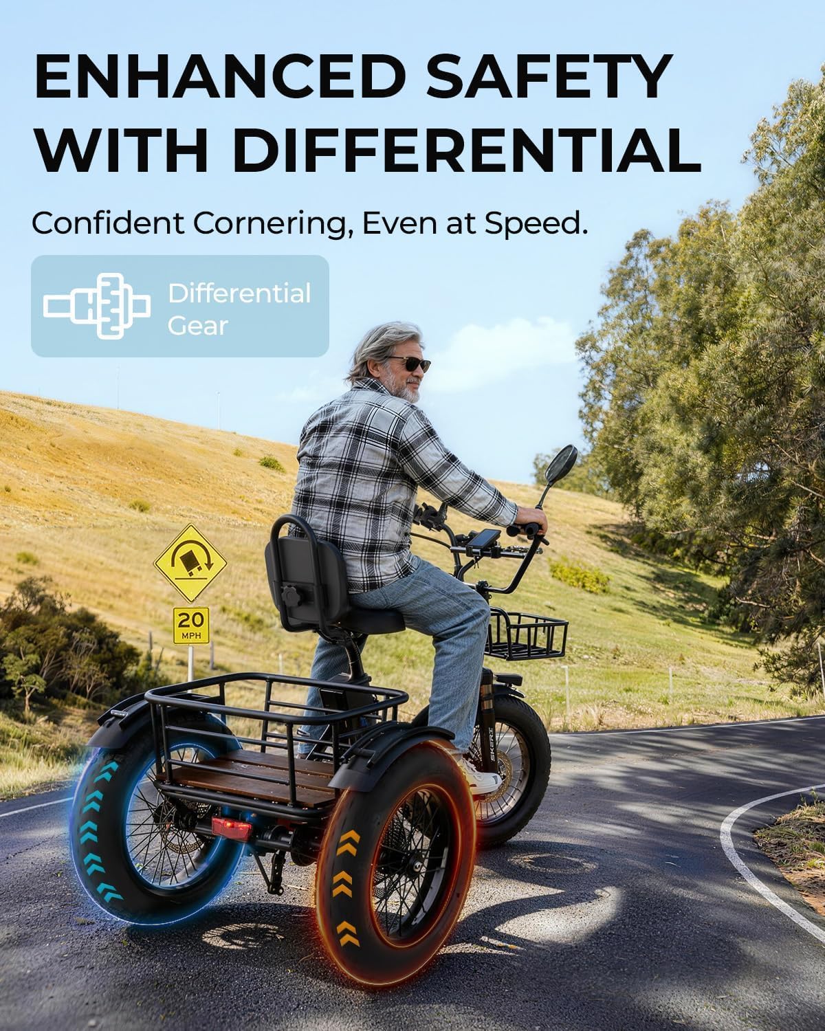 750W Folding Fat Tire Electric Tricycle with Basket H52384