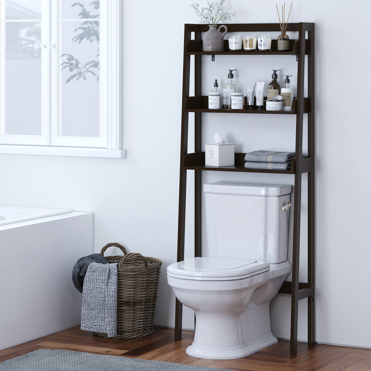 3-Tier Espresso Wood Bathroom Organizer R999