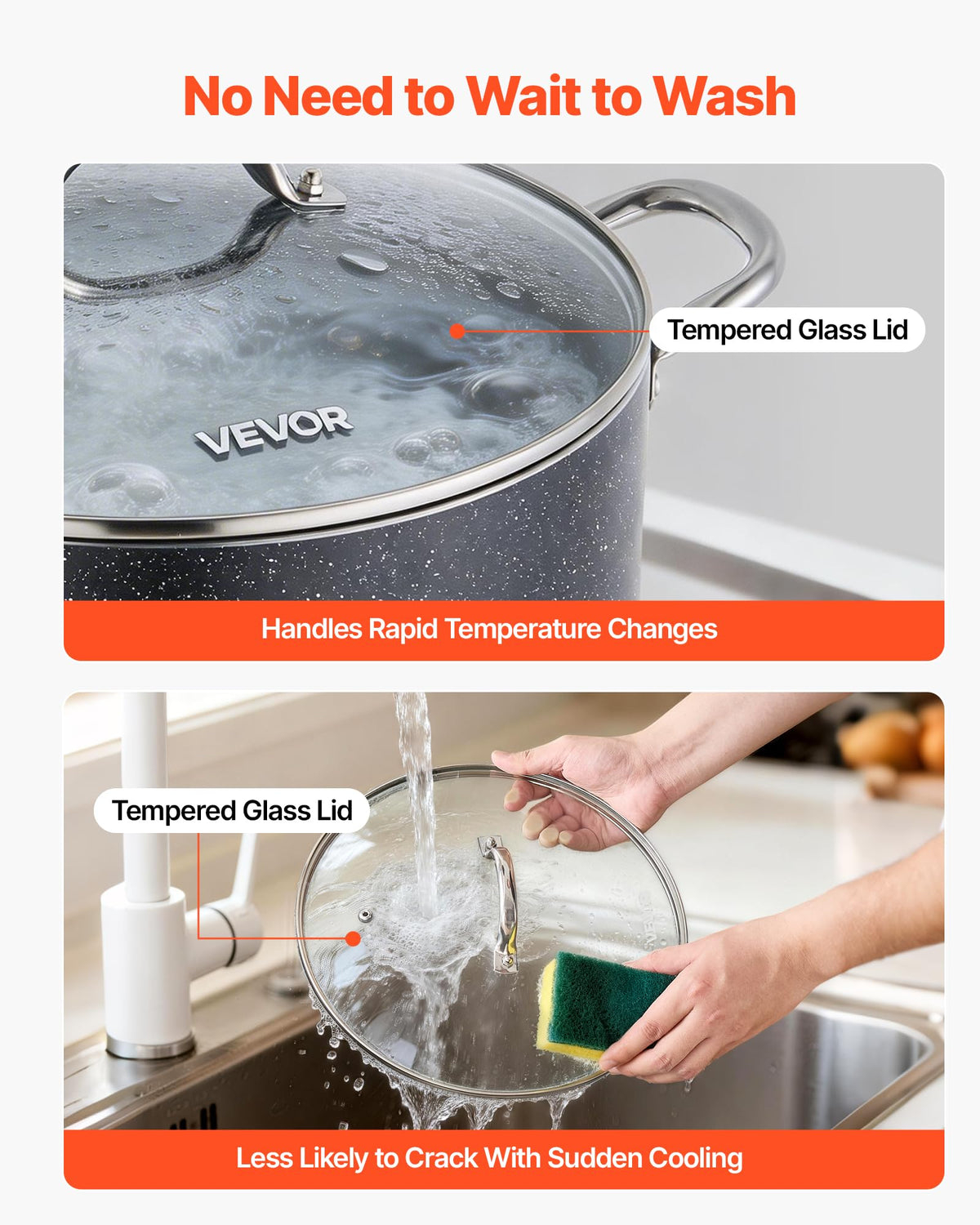 12-Quart Nonstick Ceramic Aluminum Stock Pot with Glass Lid V6446