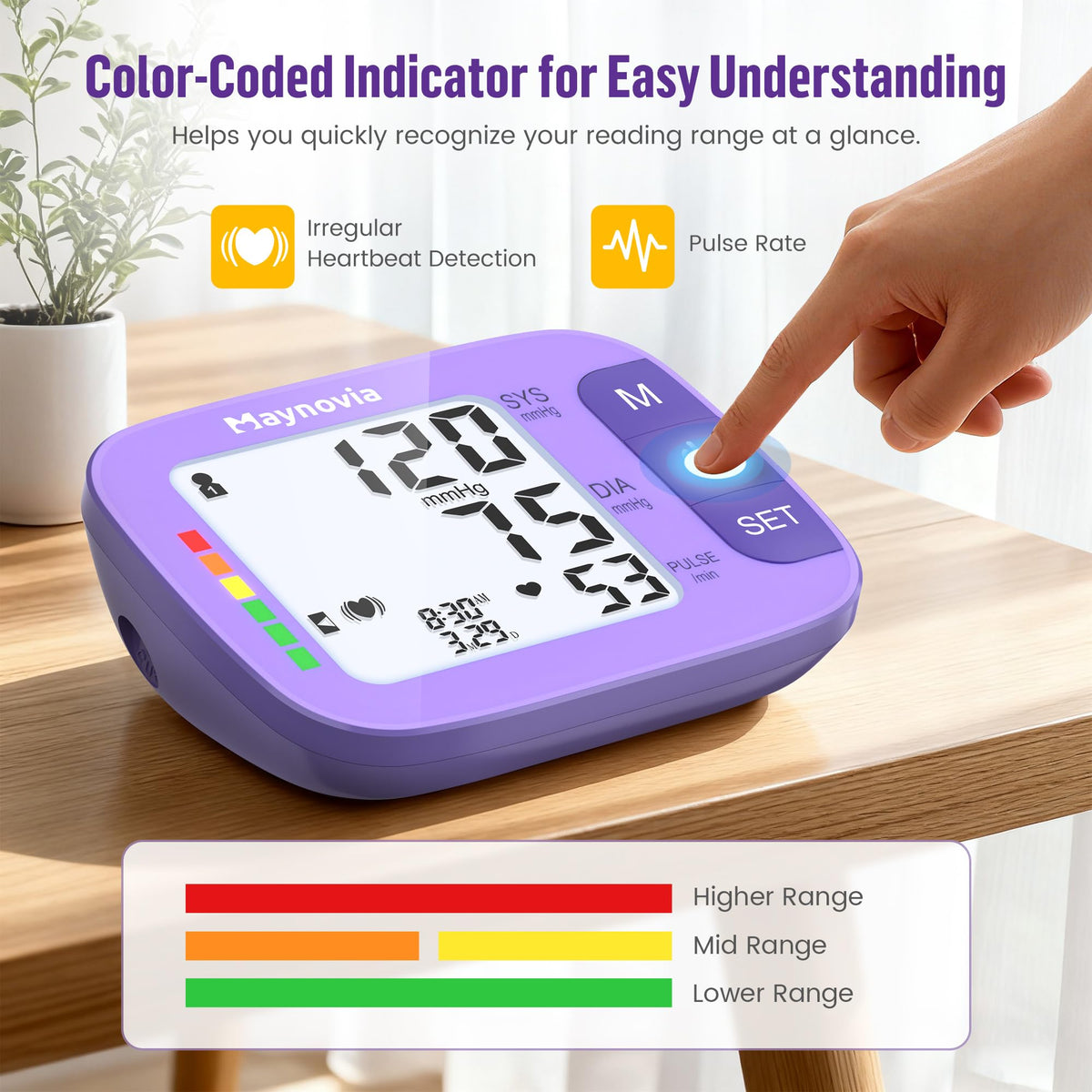 Upper Arm Blood Pressure Monitor 8.6-16.5 in Cuff Purple M678441