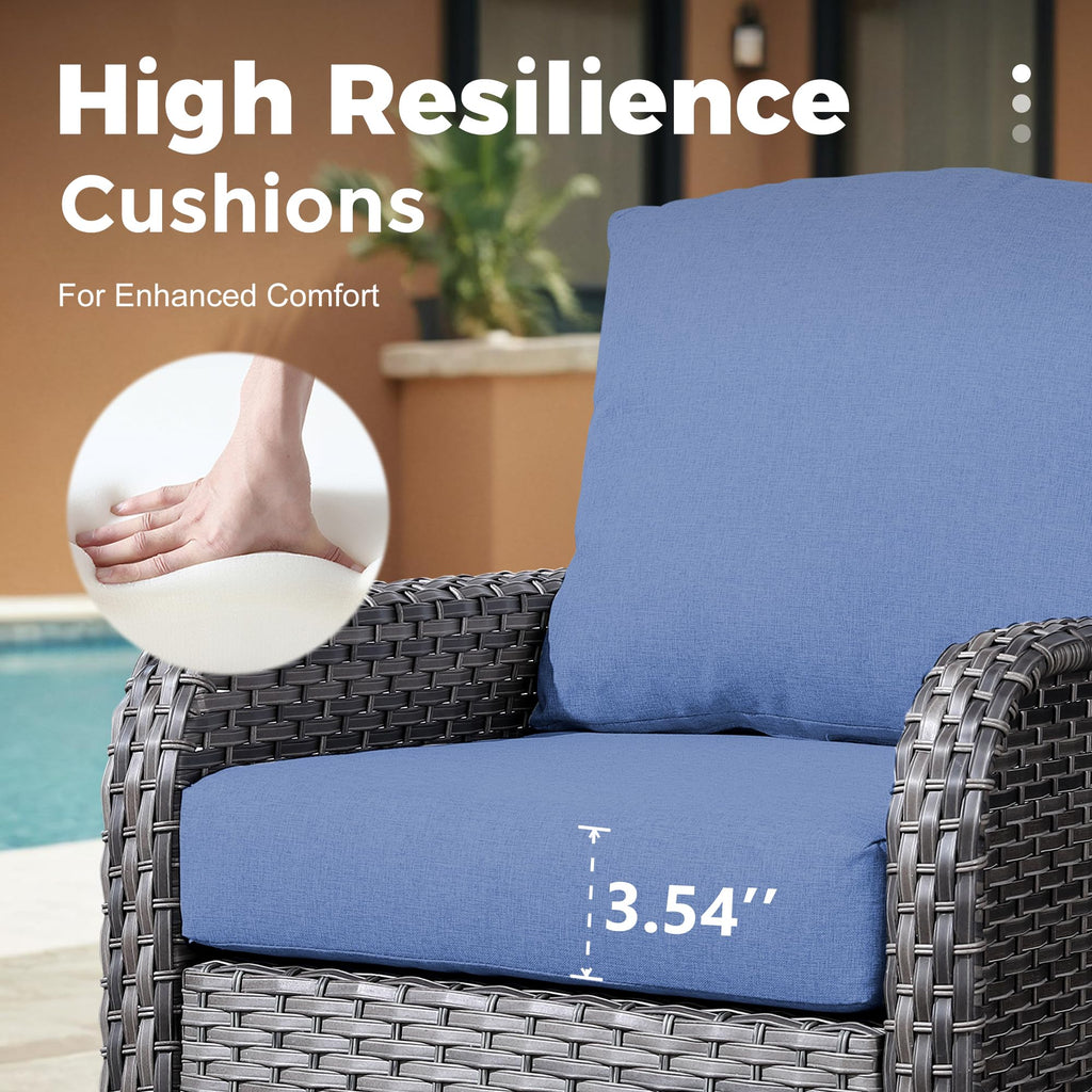 2 Pieces Blue Wicker Patio Bistro Set N2237