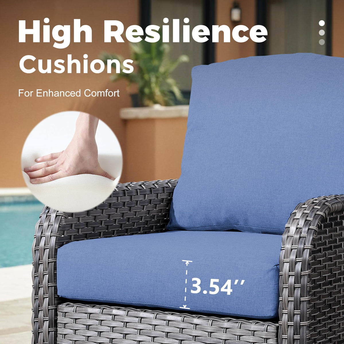 2 Pieces Blue Wicker Patio Bistro Set N2237