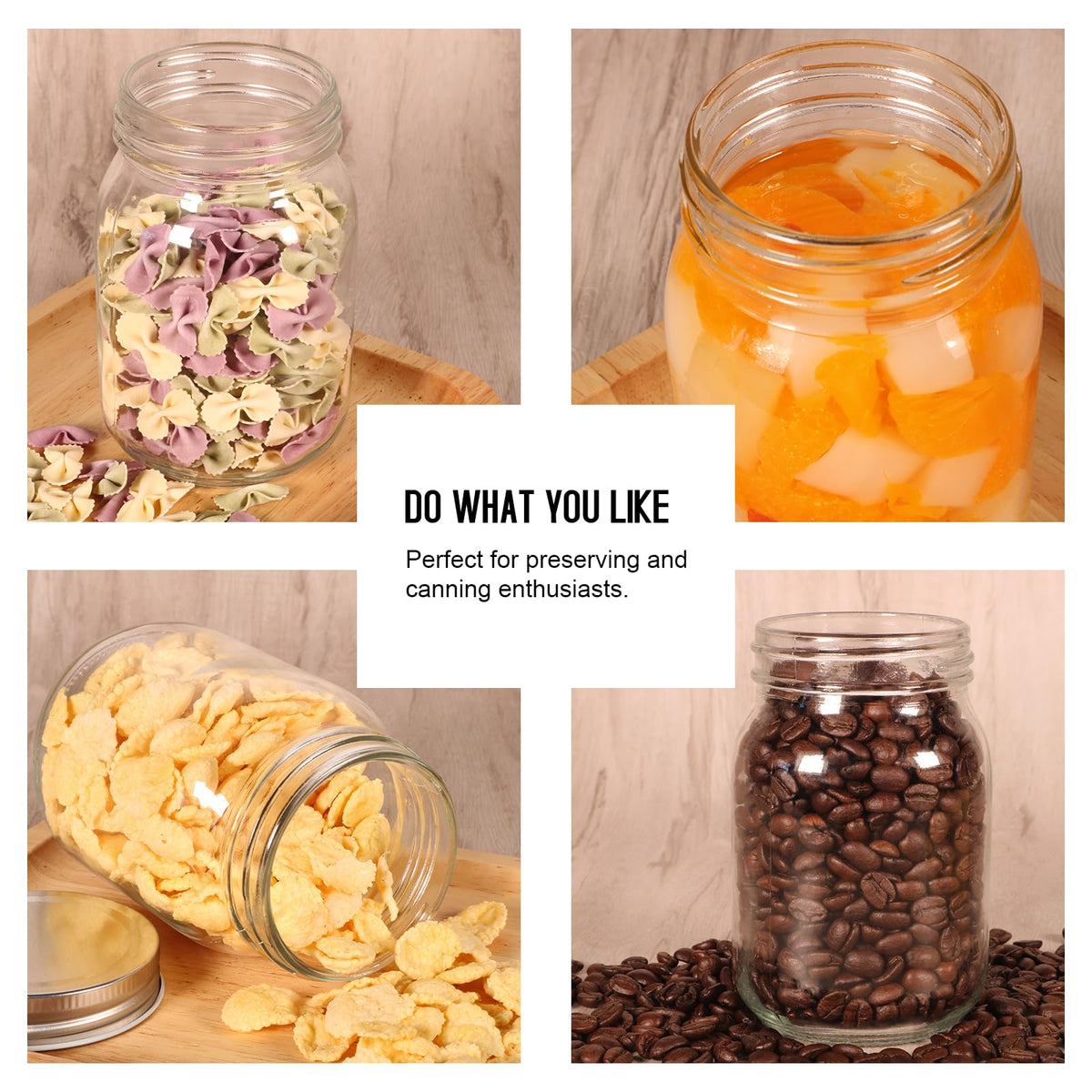 16oz Regular Mouth Glass Mason Jars with Airtight Lids, 4 Pack A9480