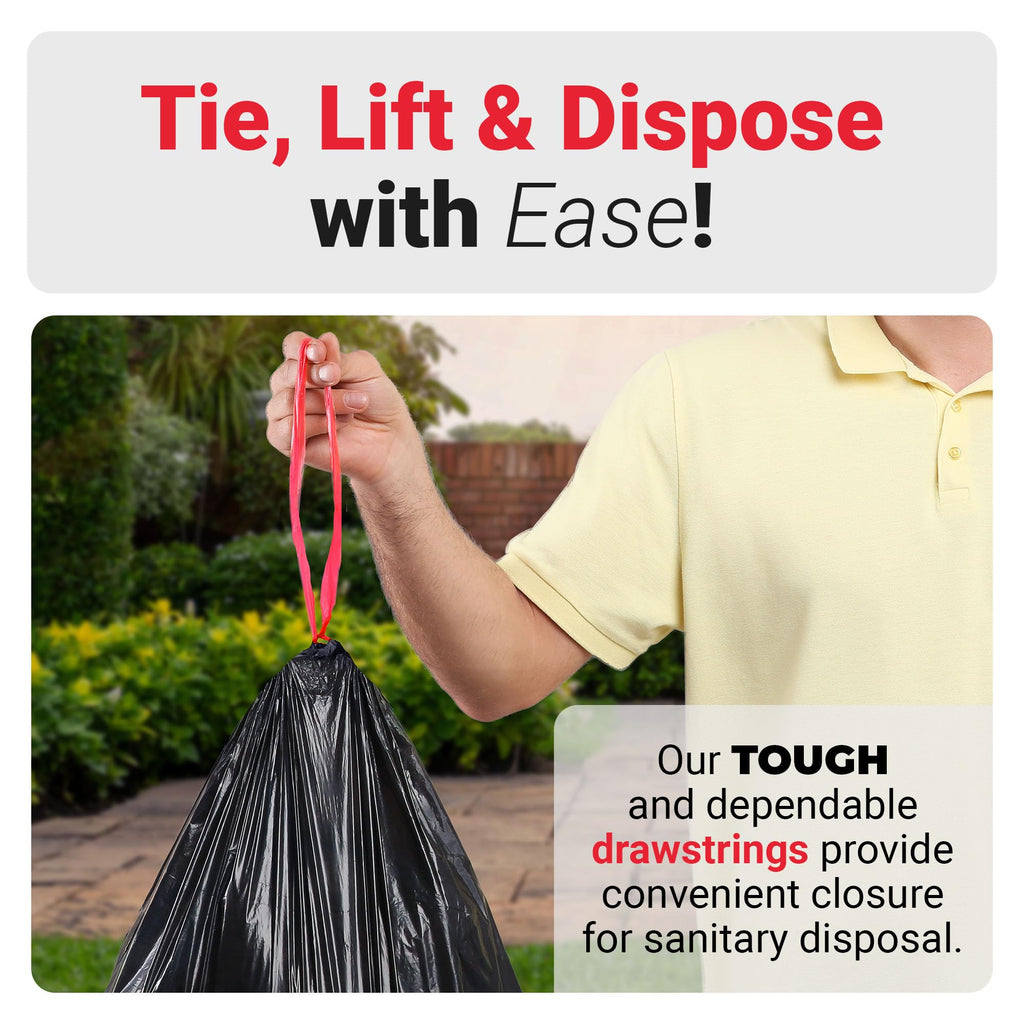 30 Gallon Black Drawstring Trash Bags 150 Count G265060