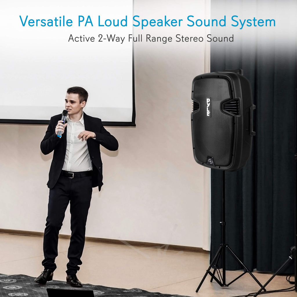 15-inch Portable PA Speaker System with 2 UHF Microphone Z5227