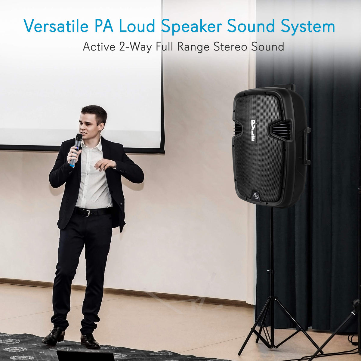 15-inch Portable PA Speaker System with 2 UHF Microphone Z5227