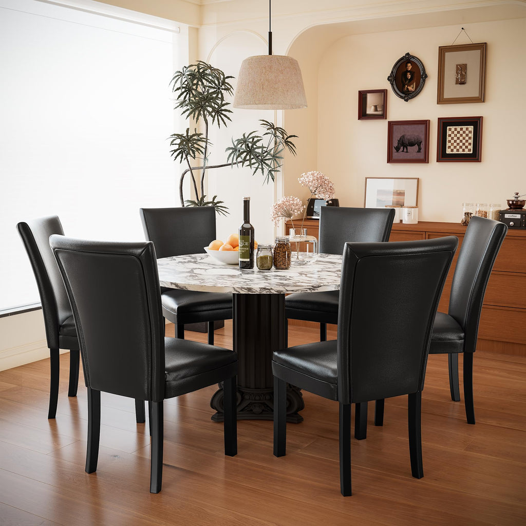 Set of 2 Faux Leather Upholstered Dining Chairs with Solid Wood Legs N827