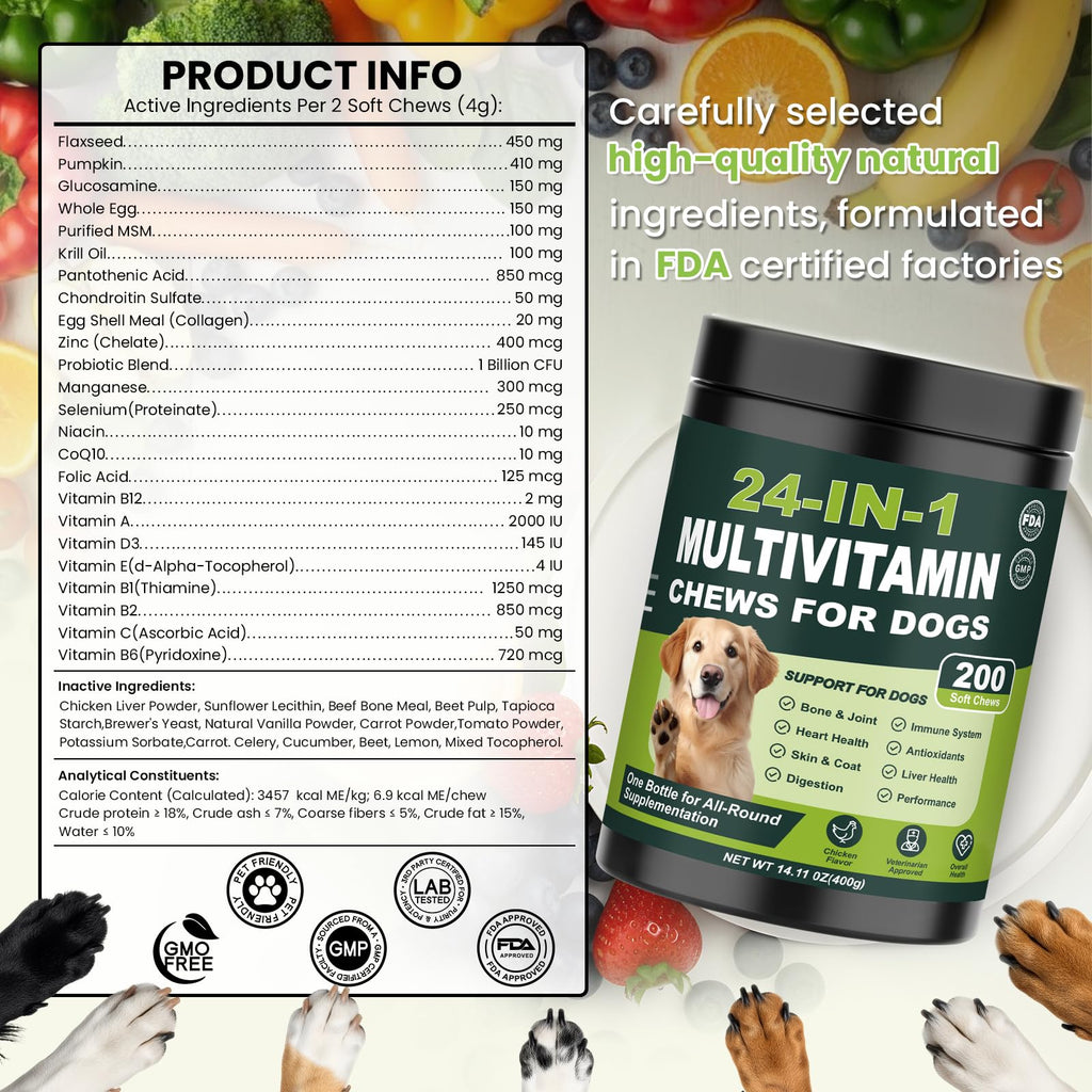 Dog Vitamins and Supplements 200 Ct Multivitamin N2132