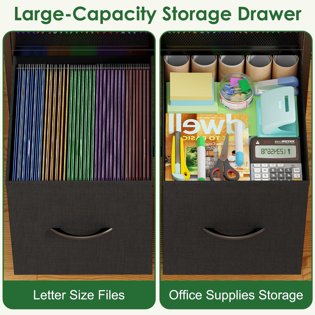 Rolling File Cart with 2 Fabric Drawers B891508