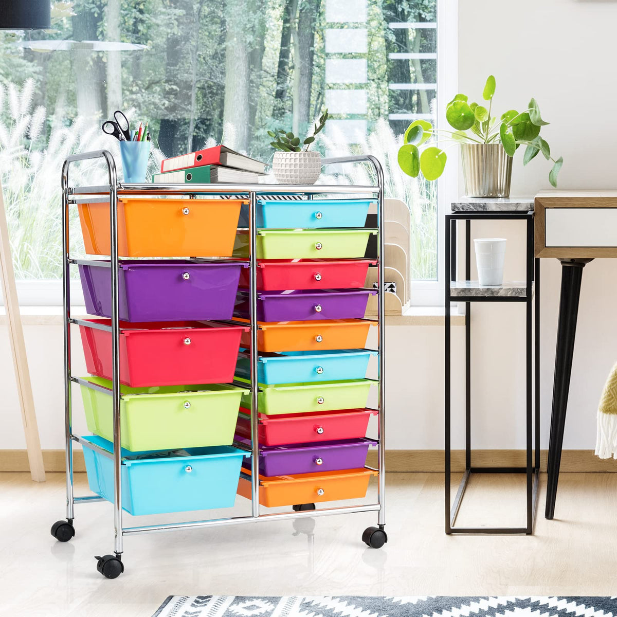 Multicolor 15 Drawer Rolling Storage Cart X19705