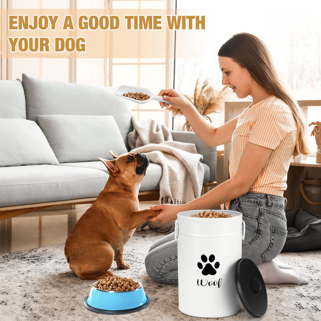 White Metal Dog Food Storage Containers M7320