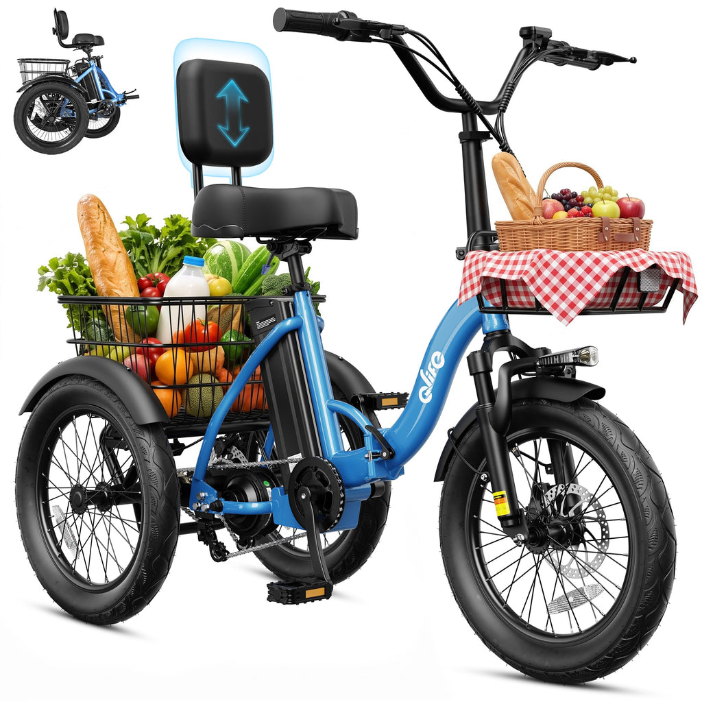 1200W Folding Electric Trike with Cargo Rack R168