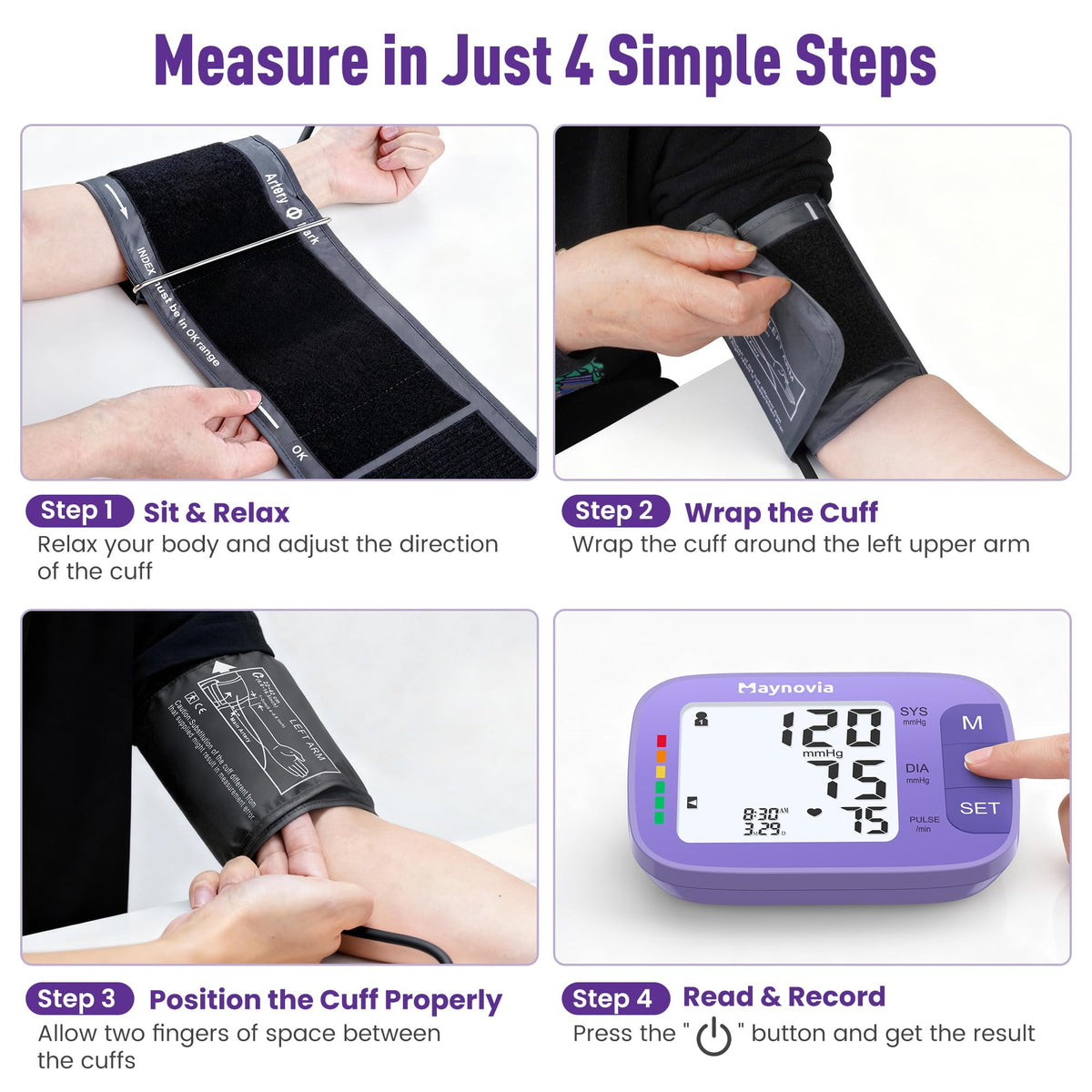 Upper Arm Blood Pressure Monitor 8.6-16.5 in Cuff Purple M678441
