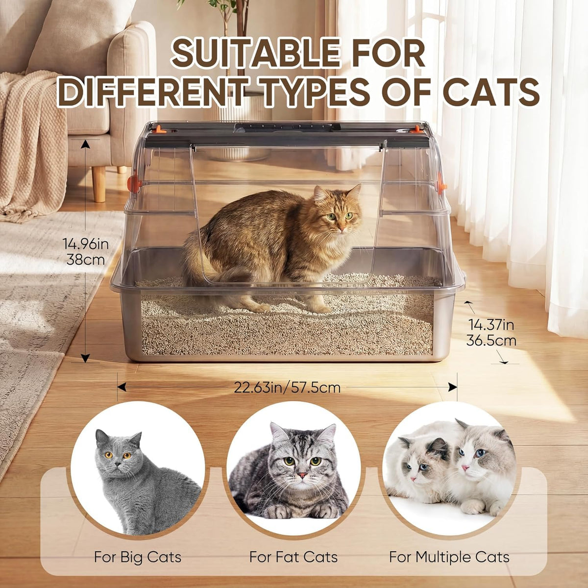 XL Stainless Steel Enclosed Cat Litter Box with Flip-Up Lid Q703