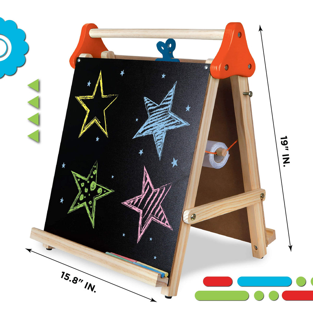 3-in-1 Tabletop Dry Erase Chalkboard Art Easel with Paper Roll Q503883