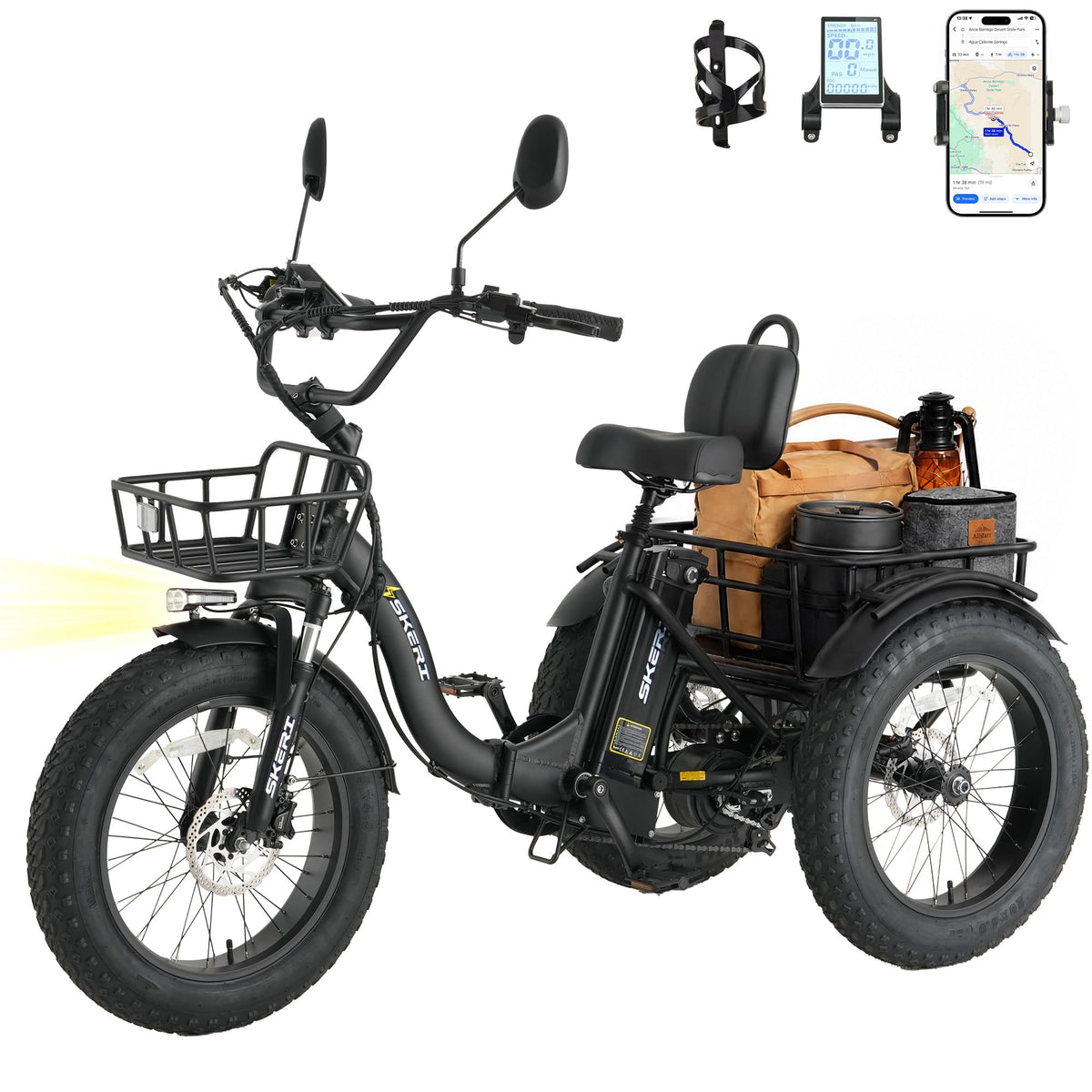 750W Folding Fat Tire Electric Tricycle with Basket H52384