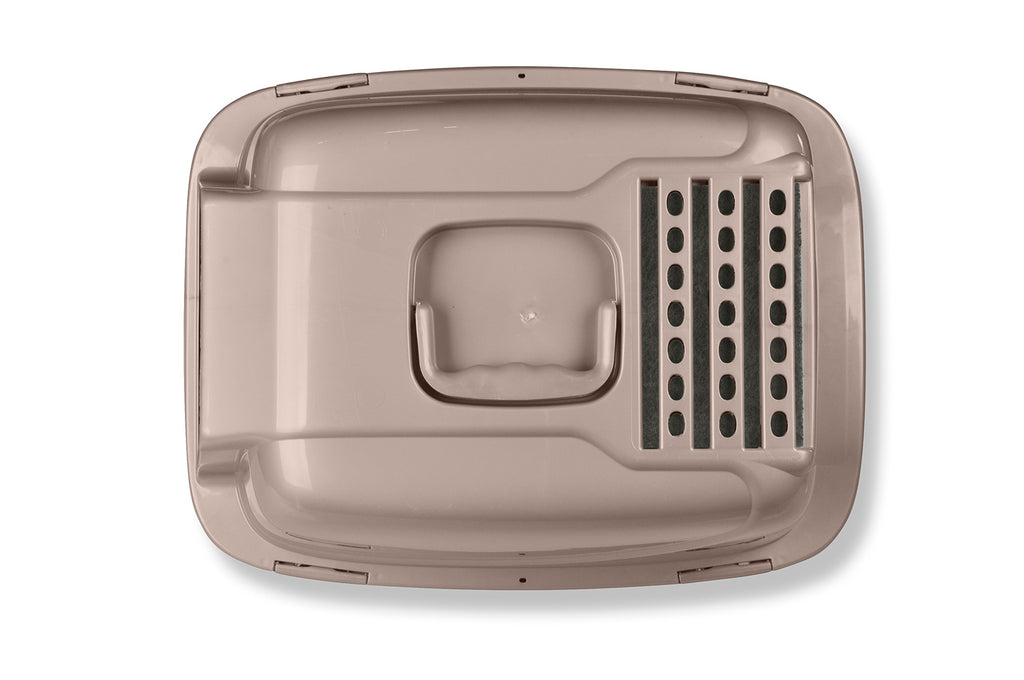 Large Enclosed Sifting Cat Pan with Odor Door, Hooded, Beige N7280