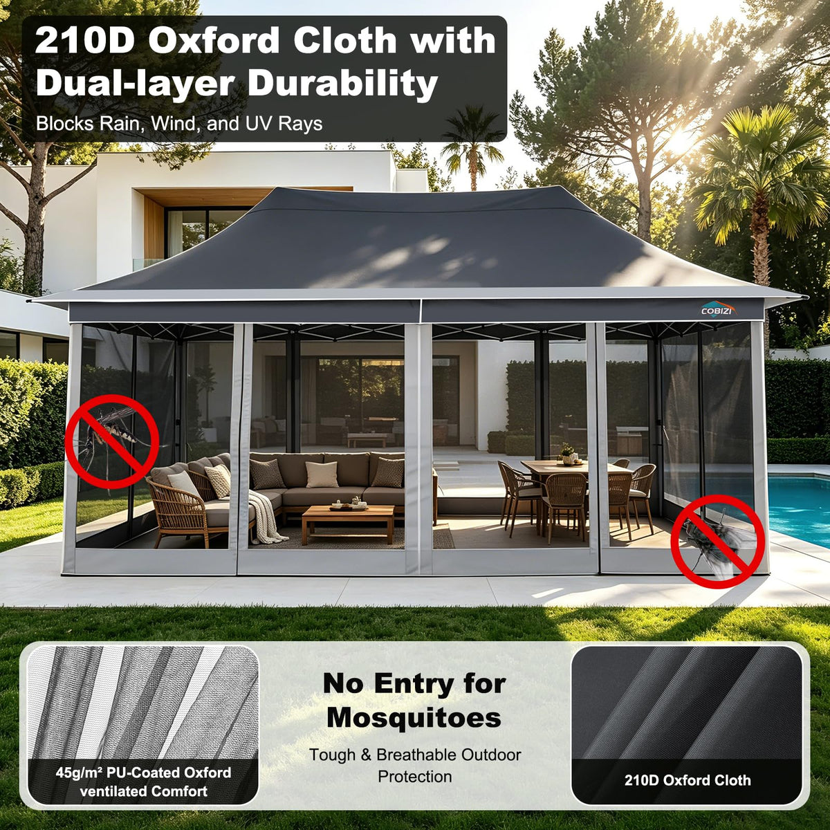 12x20 Pop Up Gazebo with Mosquito Netting S628406