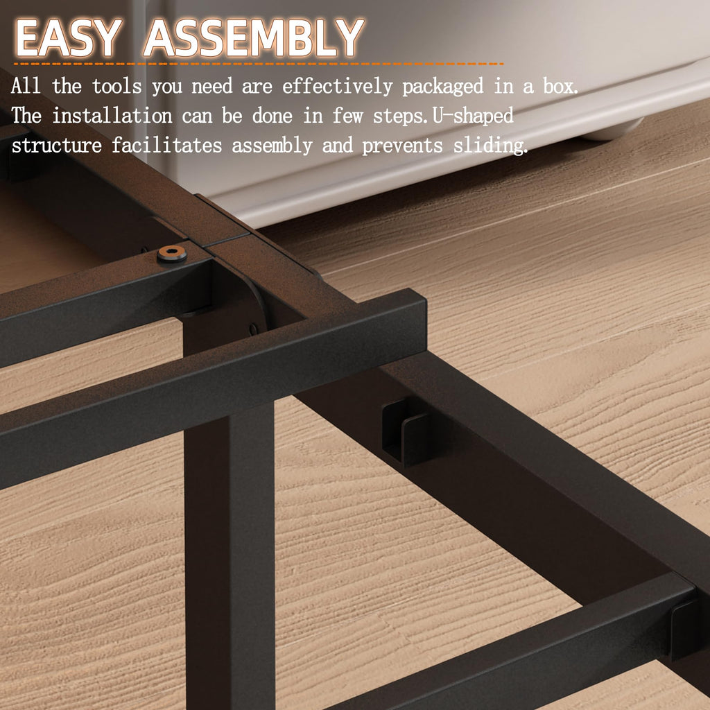 Black Full Bed Frame with Headboard T7299