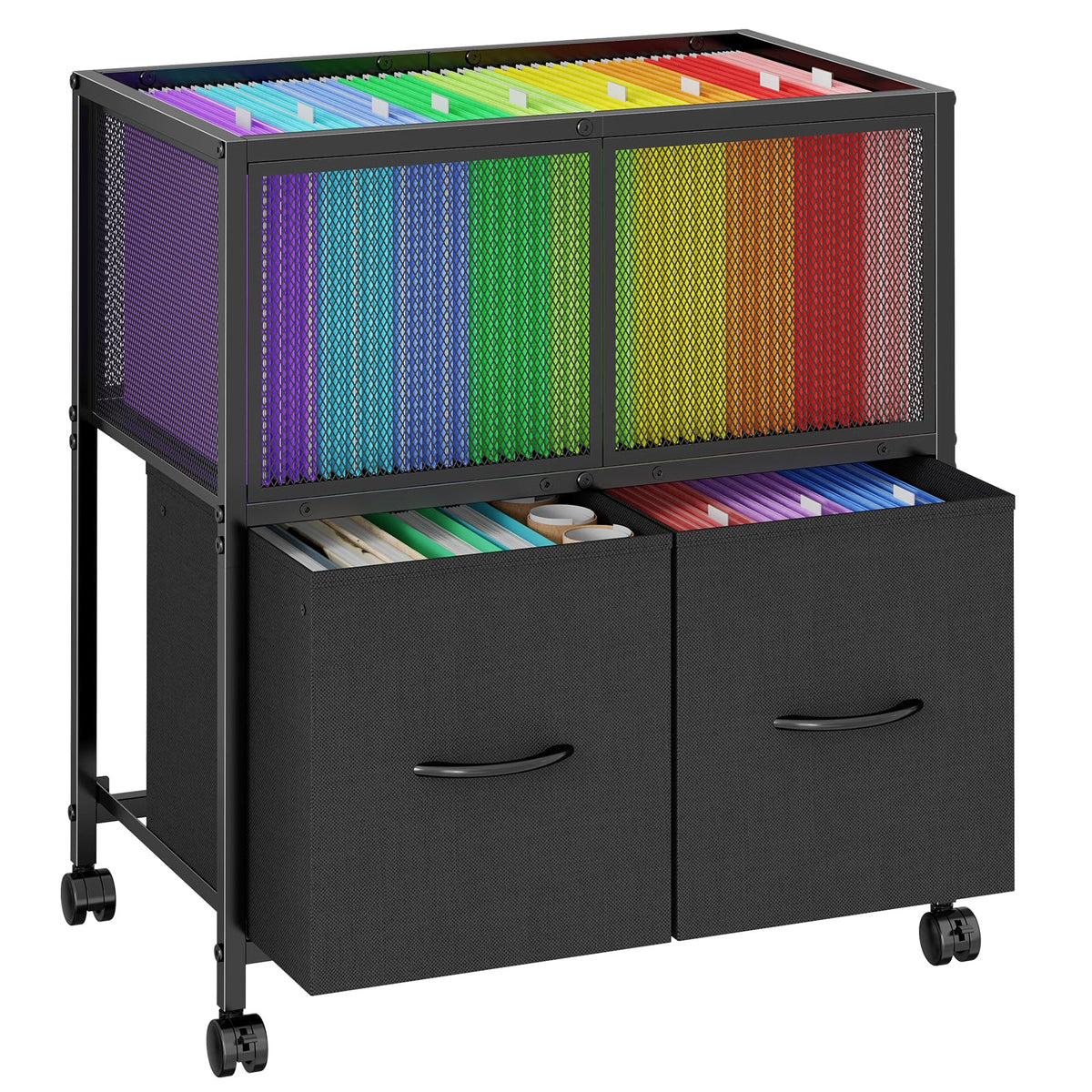 Rolling File Cart with 2 Fabric Drawers B891508