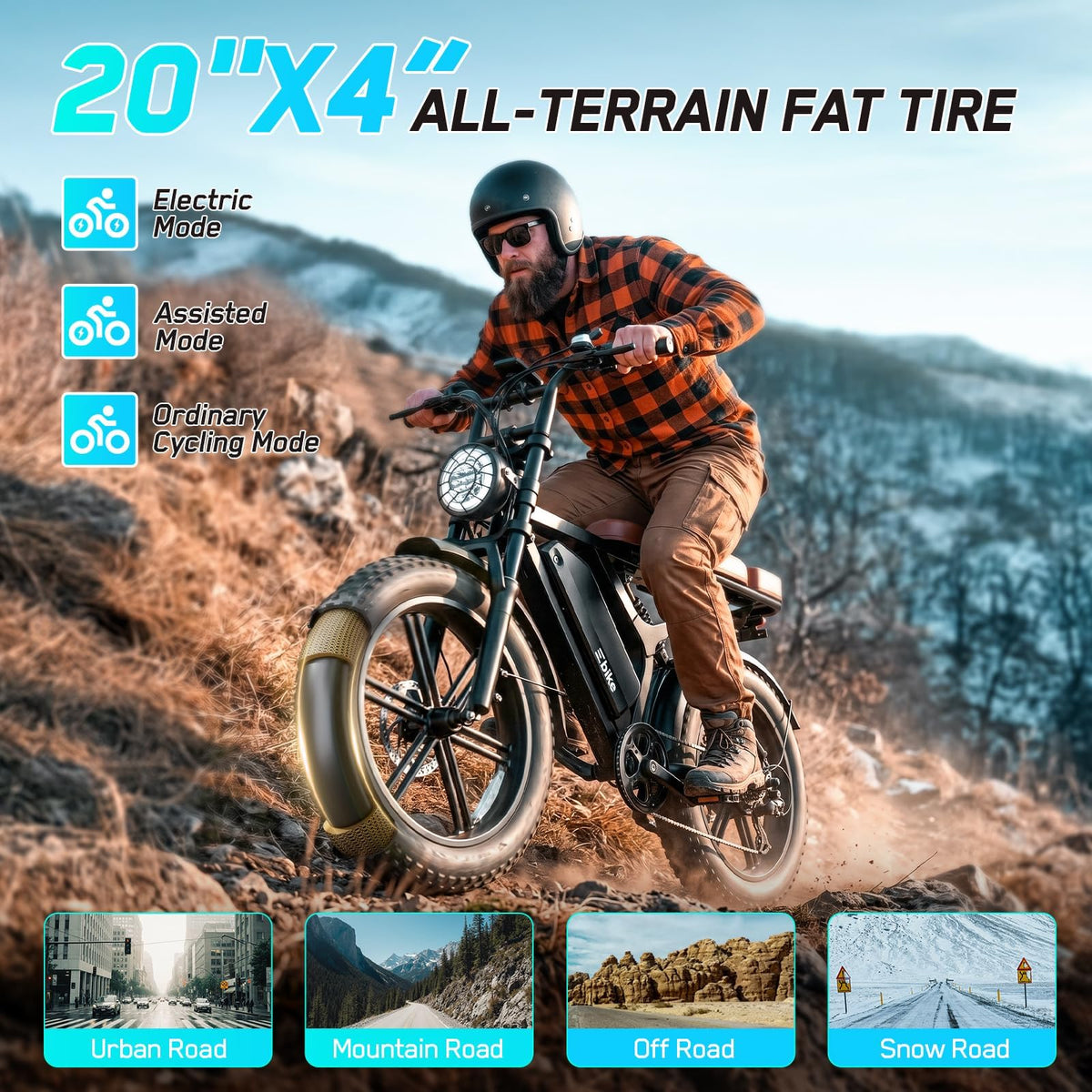 Electric Bike 48V 15 Ah Battery 2000W Peak Motor 28MPH T103