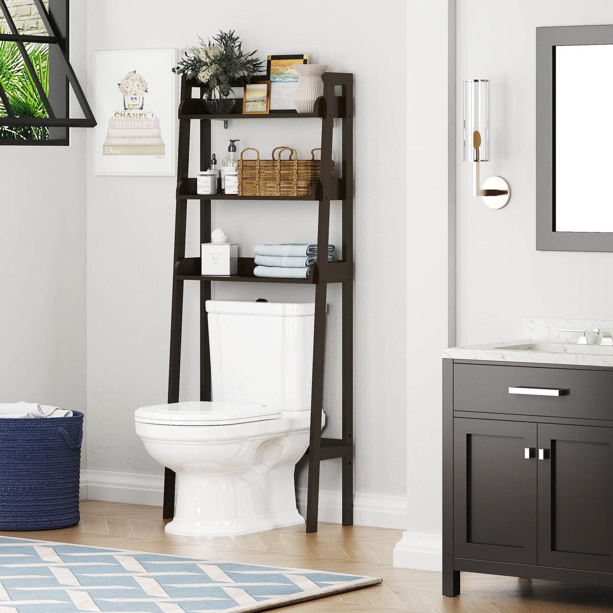 3-Tier Espresso Wood Bathroom Organizer R999