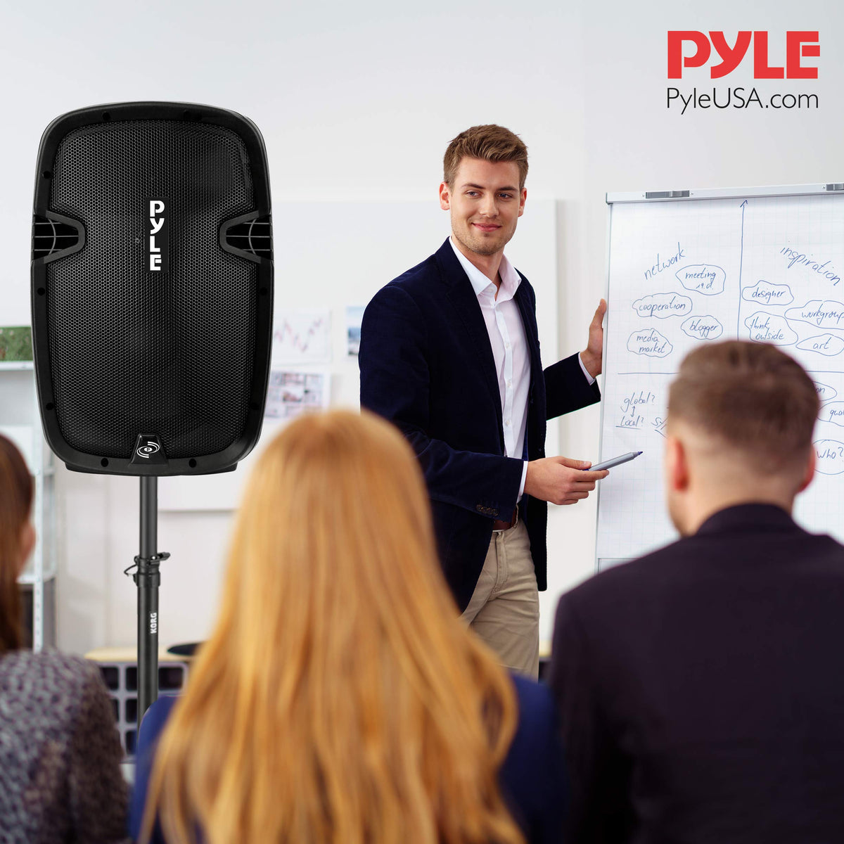 15-inch Portable PA Speaker System with 2 UHF Microphone Z5227