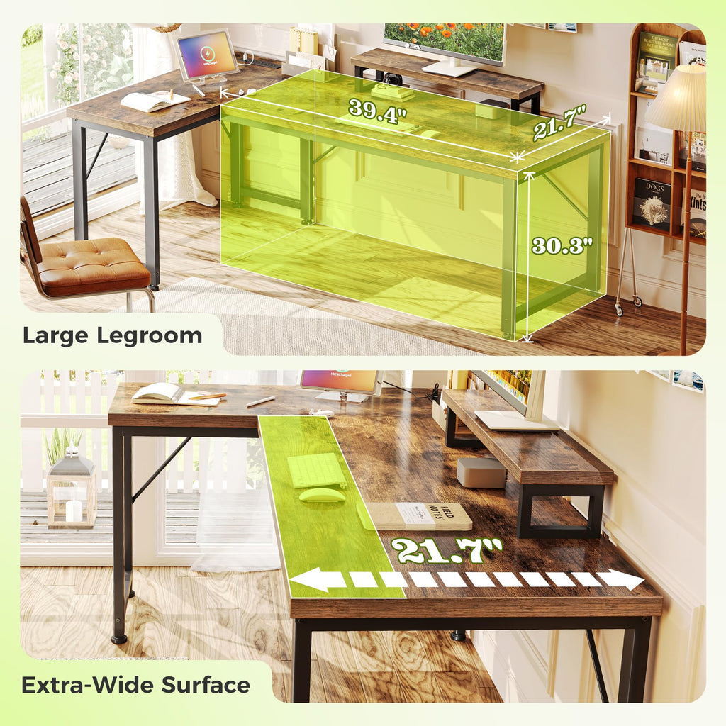 53" L Shaped Computer Desk with Outlets Y7393