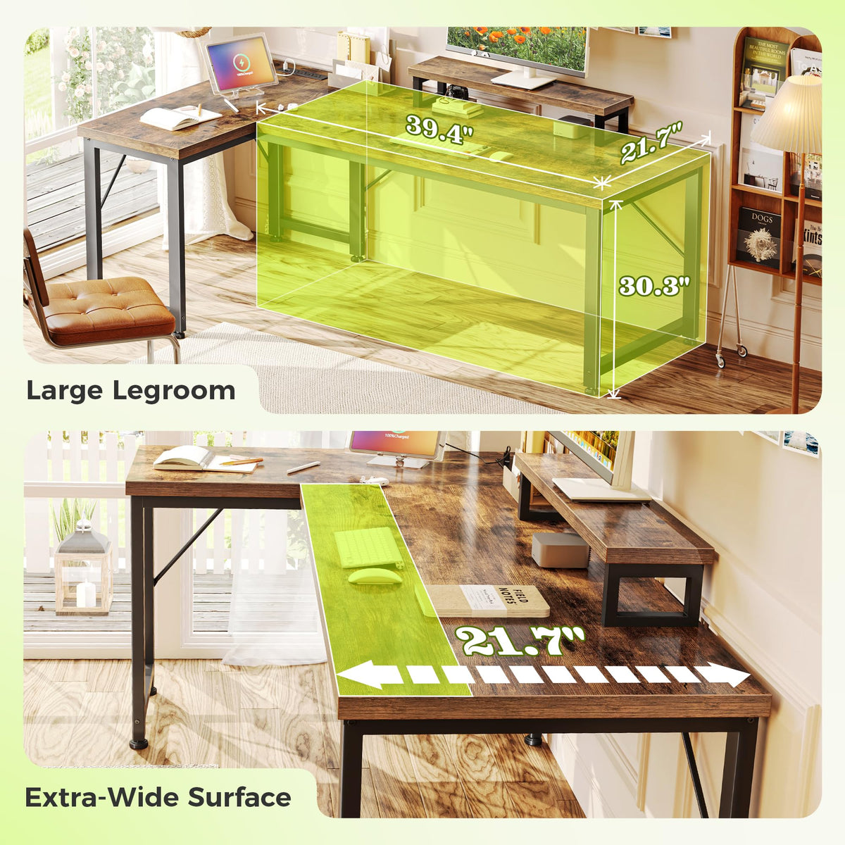 53" L Shaped Computer Desk with Outlets Y7393