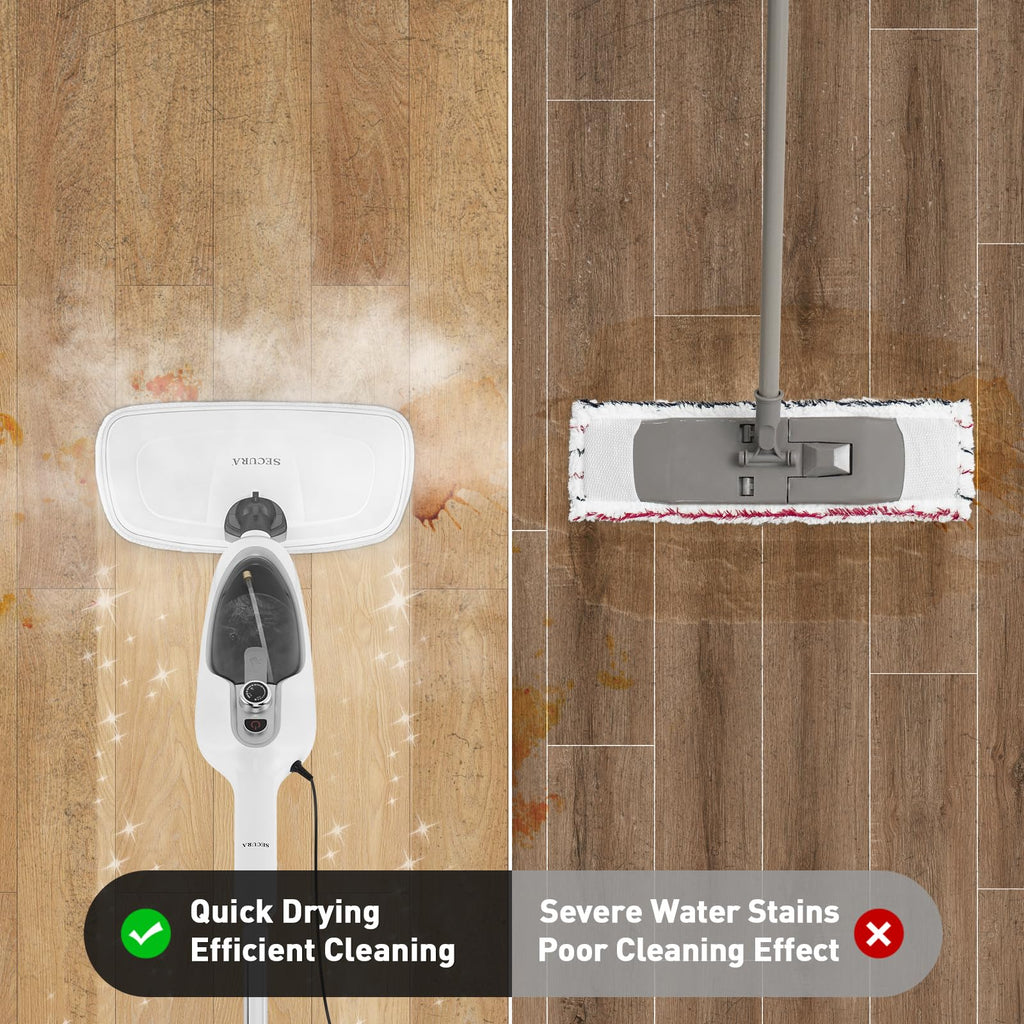 White 10-in-1 Detachable Steam Mop with 3 Microfiber Pads N704