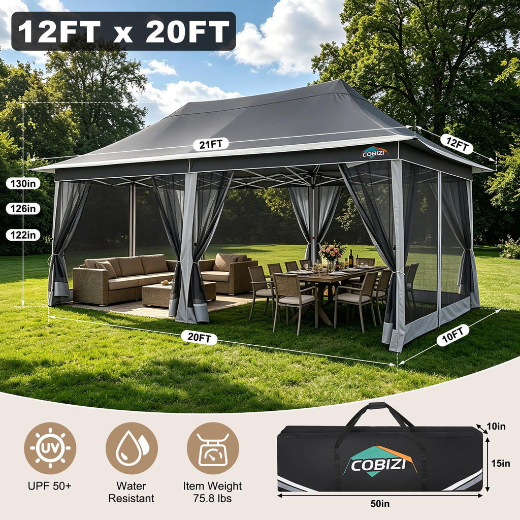 12x20 Pop Up Gazebo with Mosquito Netting S628406