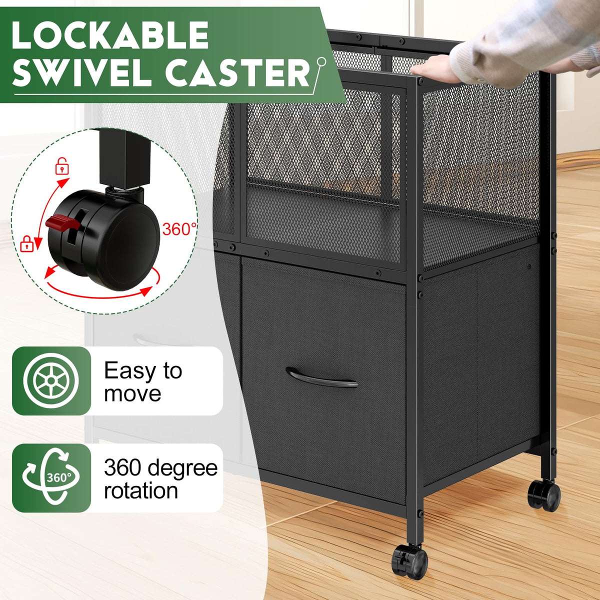 Rolling File Cart with 2 Fabric Drawers B891508