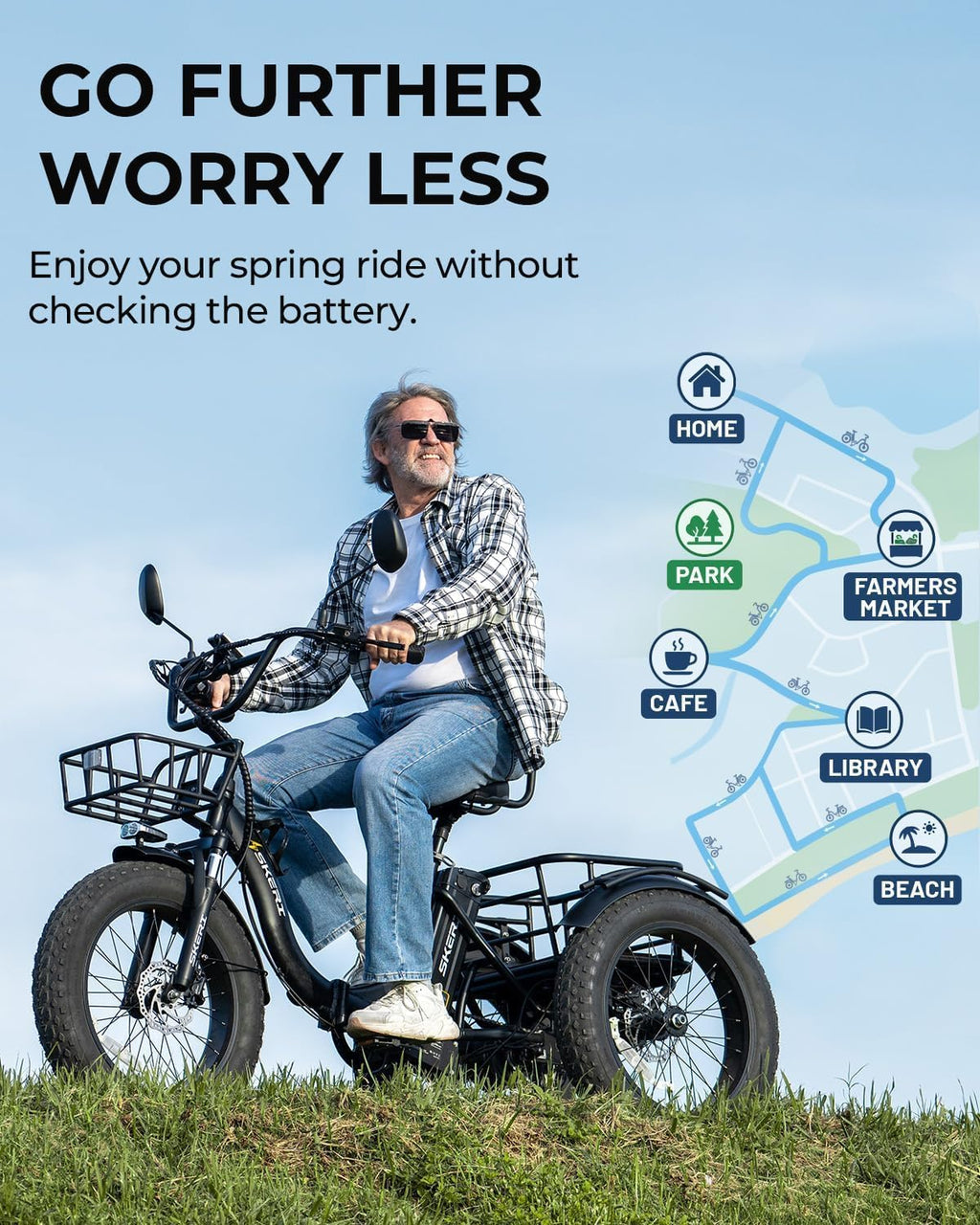 750W Folding Fat Tire Electric Tricycle with Basket H52384