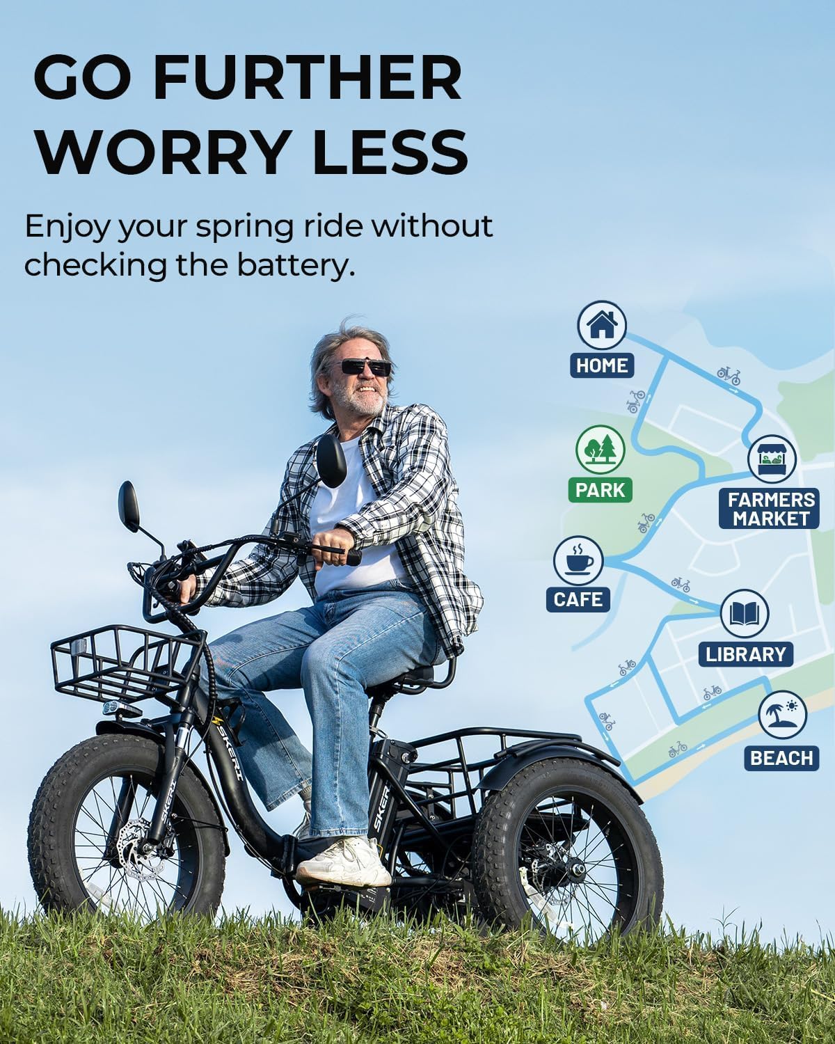 750W Folding Fat Tire Electric Tricycle with Basket H52384