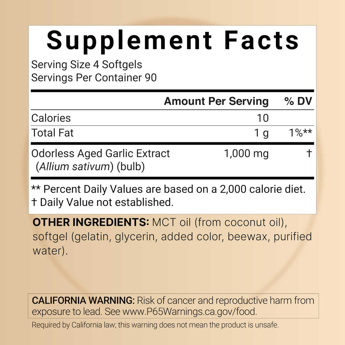 Aged Garlic Extract 1,000mg 360 Odorless Softgels L980048
