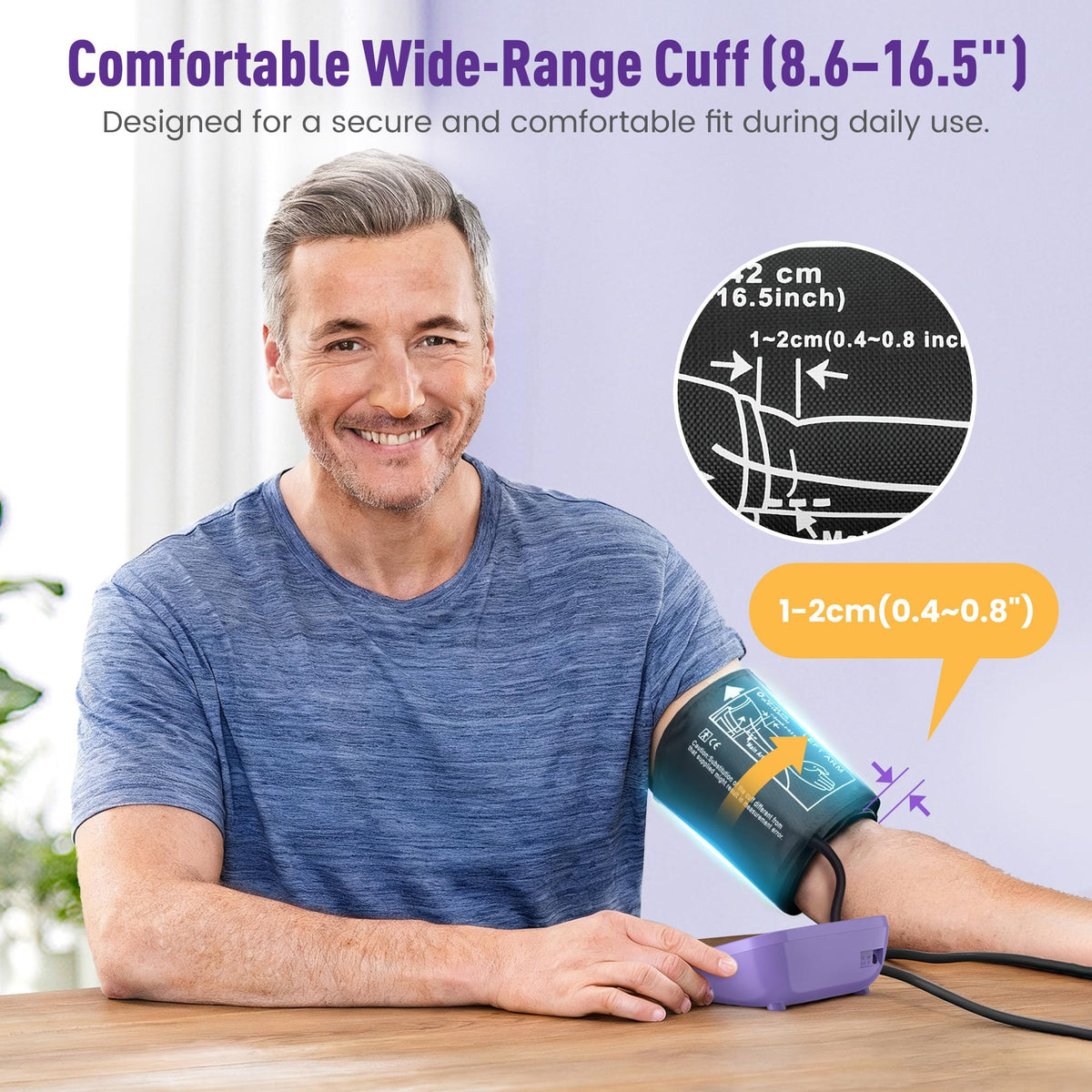Upper Arm Blood Pressure Monitor 8.6-16.5 in Cuff Purple M678441